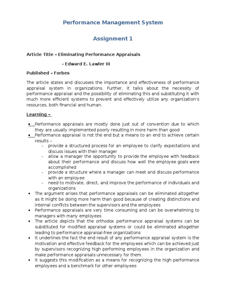 Rethinking Performance Appraisals | PDF