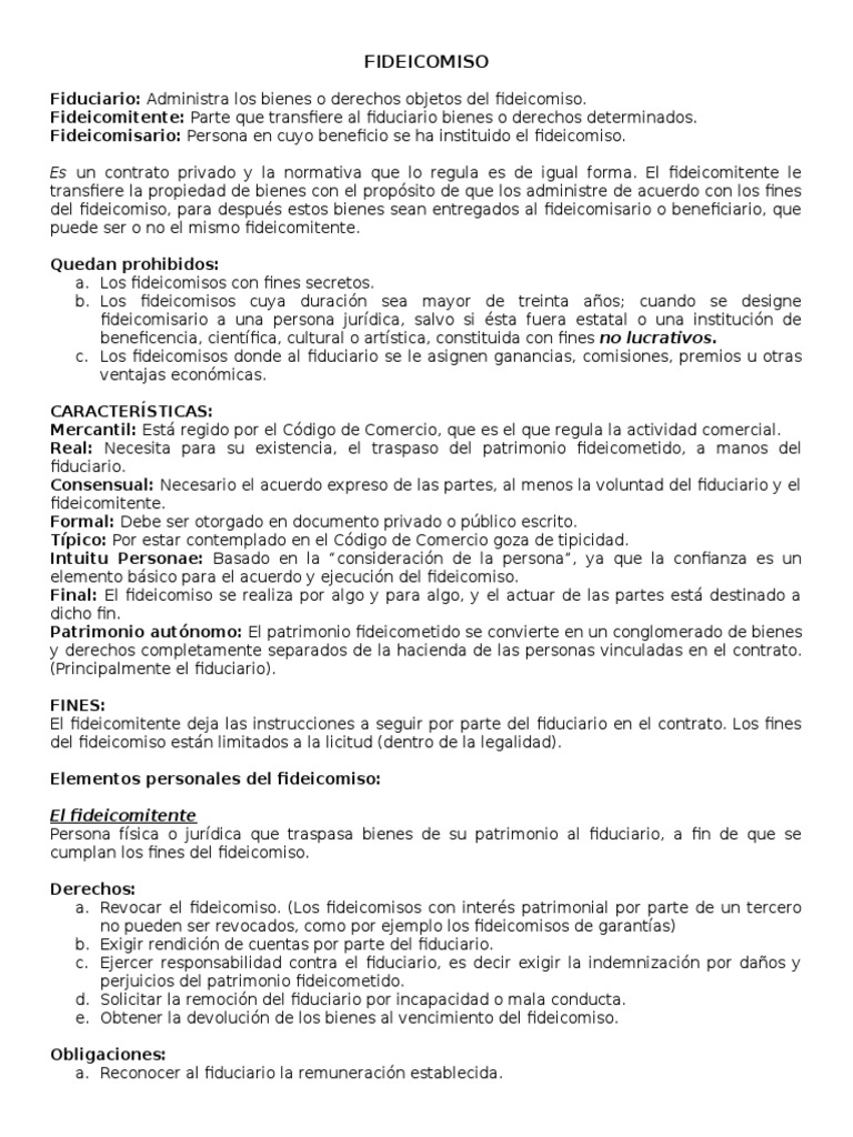Fideicomiso en Costa Rica: Conceptos Clave | PDF | Ley de fideicomiso ...