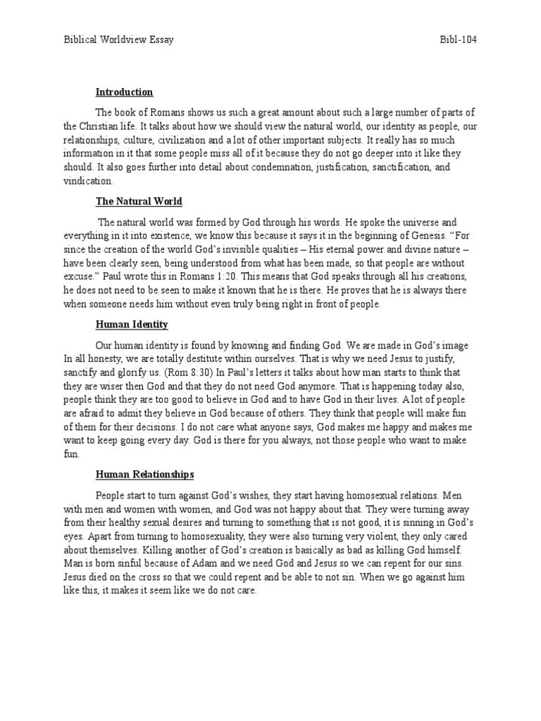 biblical worldview assignment