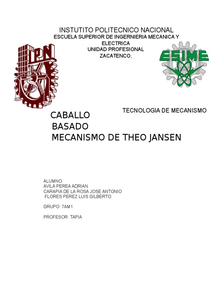 Theo Jansen Mecanismo Pdf Movimiento Física Elasticidad Física