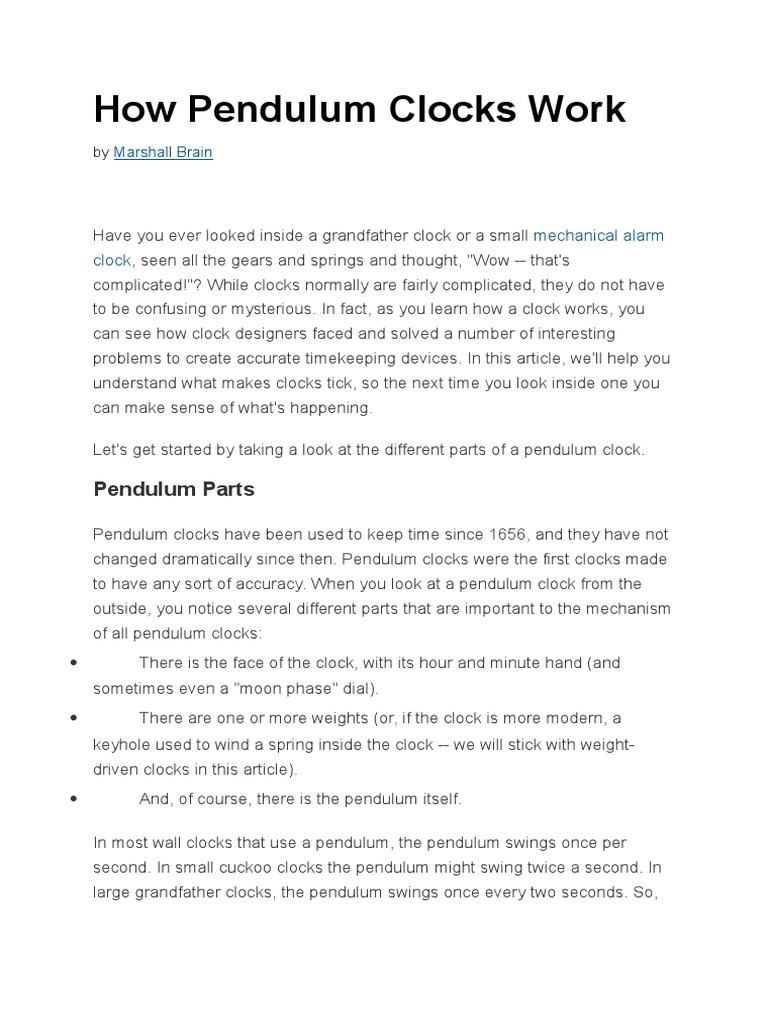 How Pendulum Clocks Work PDF Clock Pendulum