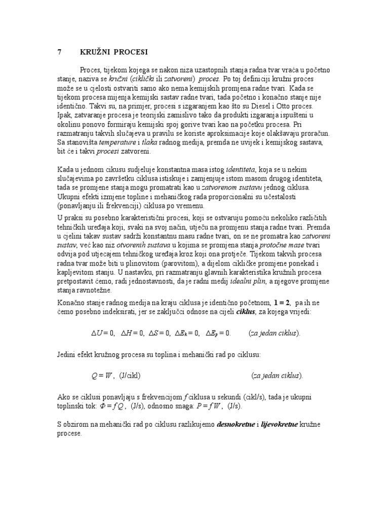 KRUŽNI PROCESI Termodinamika | PDF