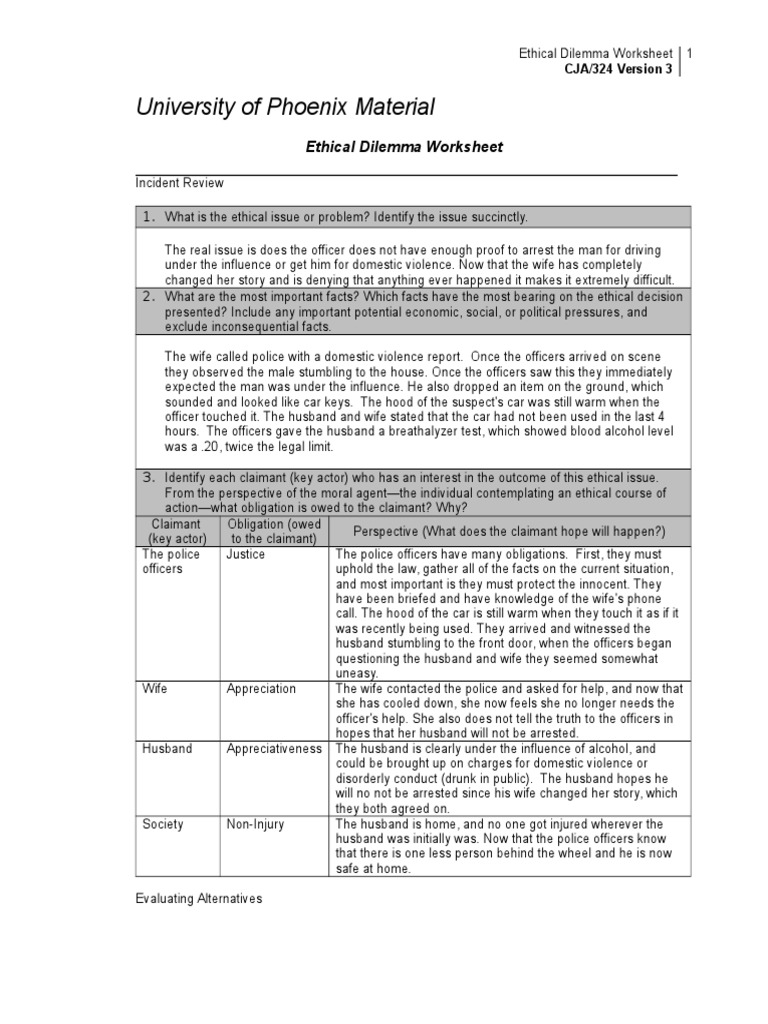 Week 2 Ethical Worksheet | Utilitarianism | Justice
