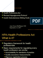 Health Professions Act Revised Hypoglycemia Protocol Insulin Subcutaneous Sliding Scale