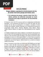 Nota de Prensa Conferencia previa al debate de Unión Civil Ya