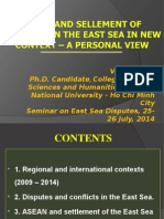 Asean and Sellement of Disputes in The East Sea in New Context