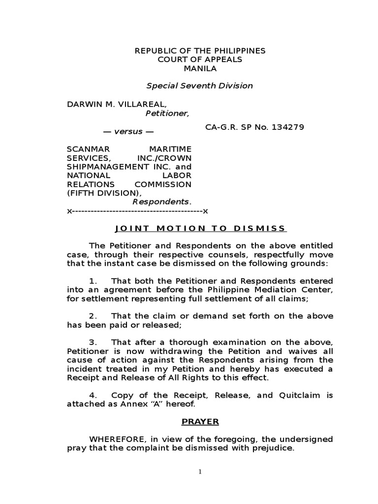 Joint Motion To Dismiss