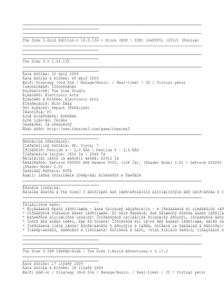Info - The Sims 3.gold Edition.v 16.0.136 + Store | PDF