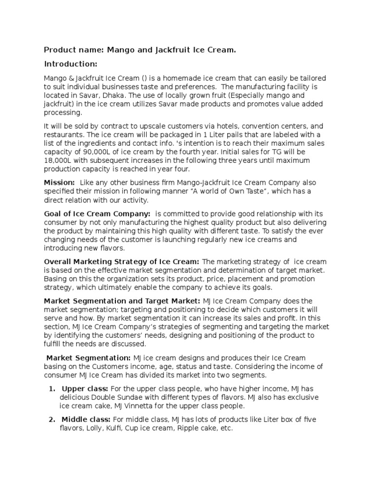 Business Plan PDF Ice Cream Market Segmentation