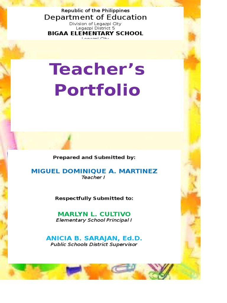 Title Page Teachers Portfolio Final | PDF | Wellness | History