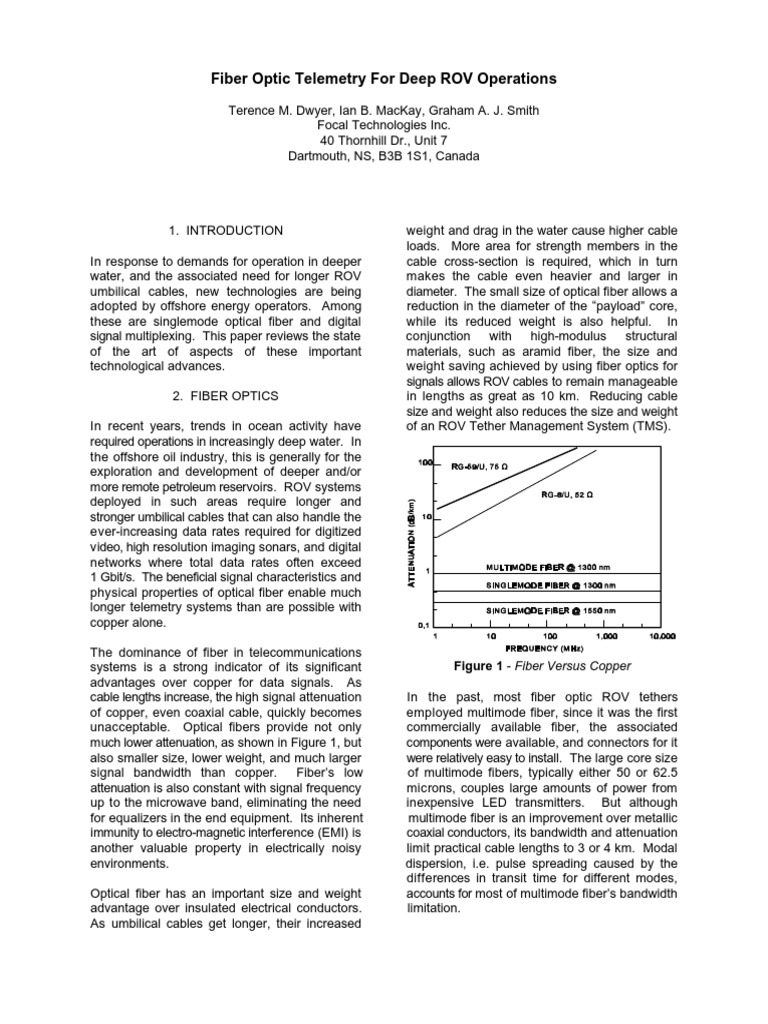 Fiber Optic Telemetry For Deep ROV Operations: Figure 1 - Fiber Versus ...