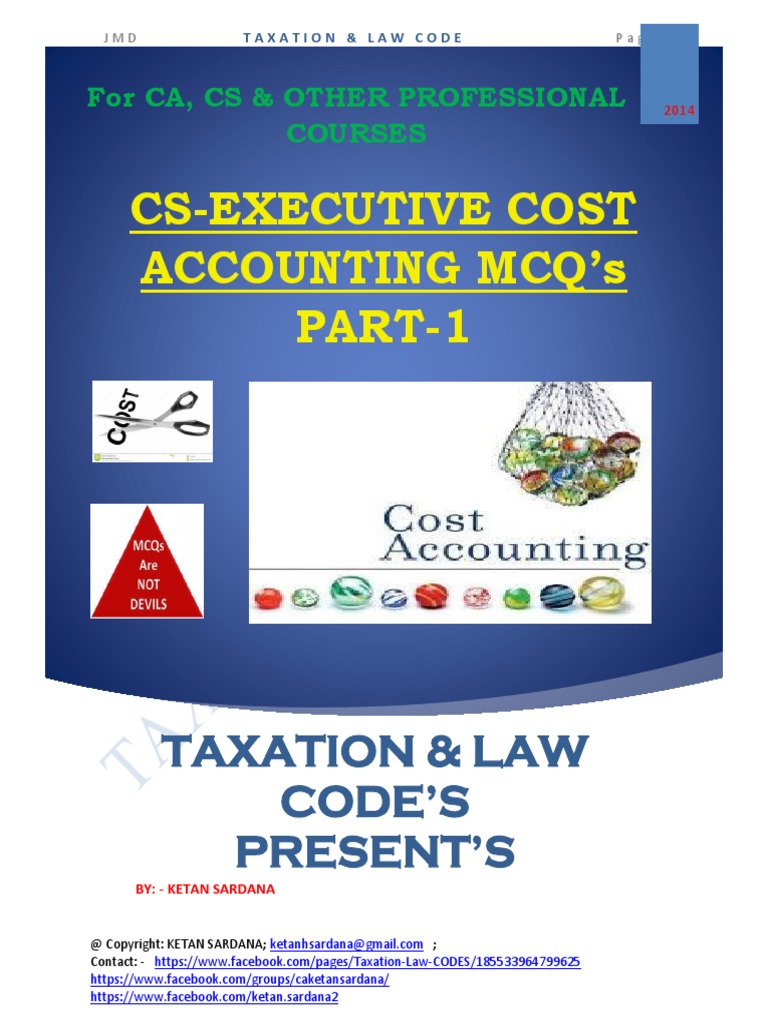 Cost MCQ Part1 PDF Cost Of Goods Sold Inventory