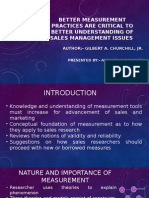 Better Measurement Practices Are Critical To Better Understanding of Sales Management Issues