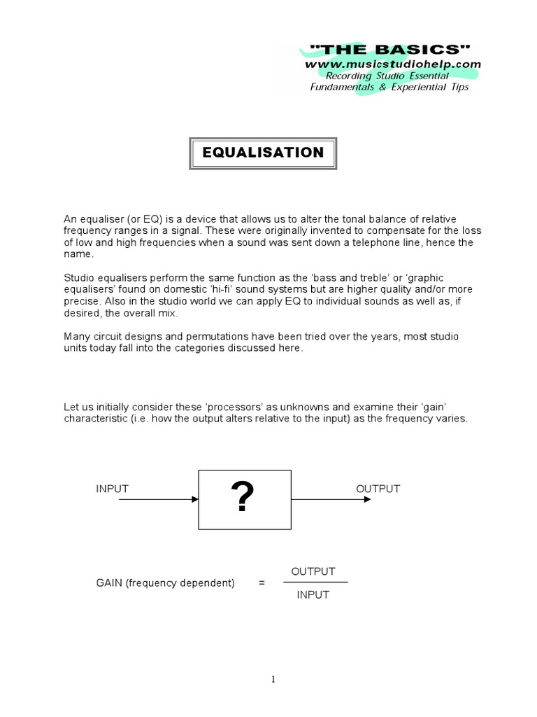 EQ Cheat Sheet | Equalization (Audio) | Sound Technology