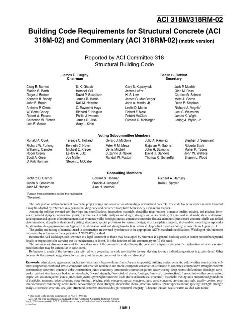 Building Code Requirements for Structural Concrete (ACI 318M02) and