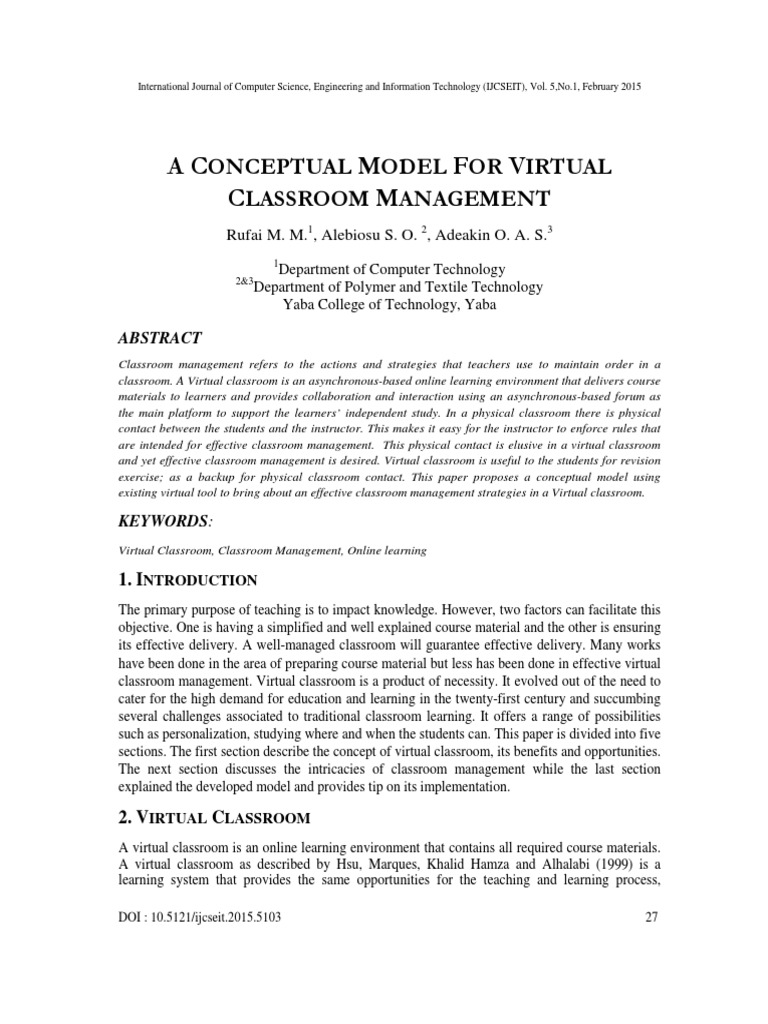 A Conceptual Model For Virtual | PDF | Educational Technology ...