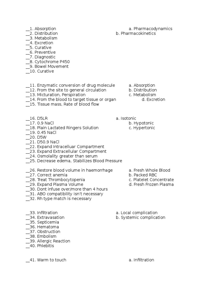 Quiz On NCM 104 PDF Blood Medical Specialties