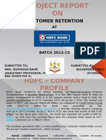 Project Report on Customer Retention at HDFC Bank