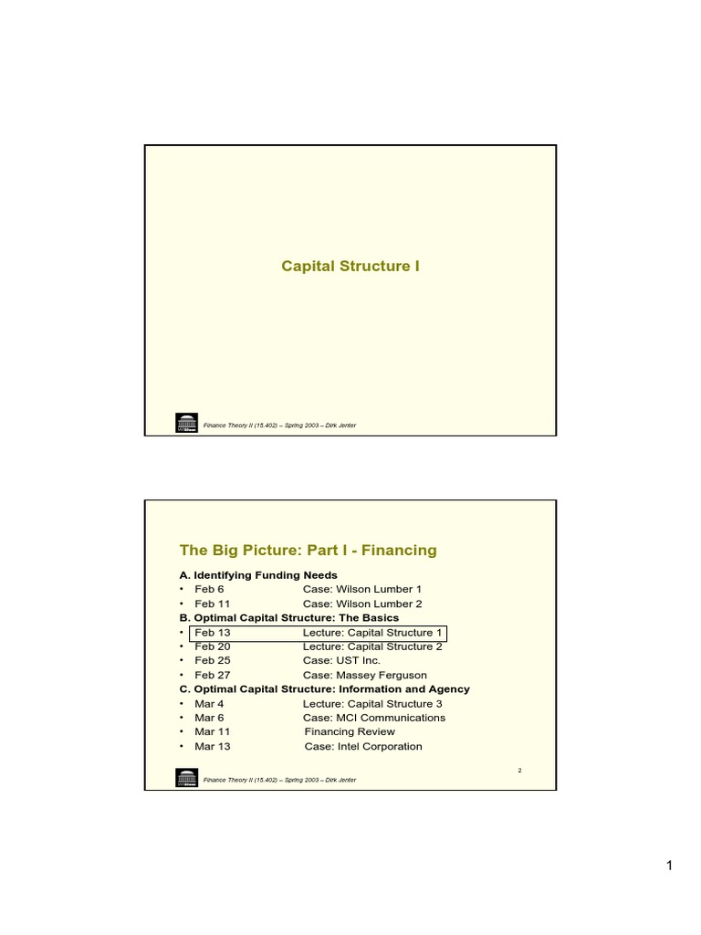 Lec 4 A Capital Structure 1 | PDF | Capital Structure | Financial Capital