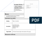 Business Document Notes Table of Contents