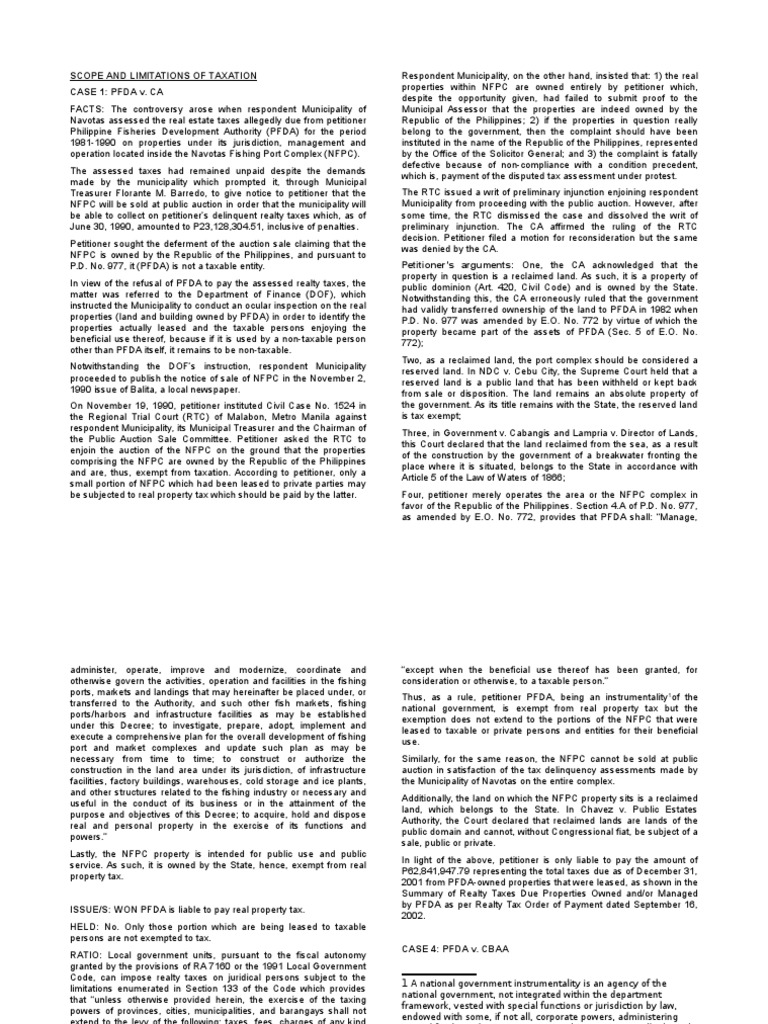 Scope and Limitations of Taxation PDF United States Constitution