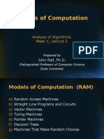 Models of Computation: Analysis of Algorithms Week 1, Lecture 2