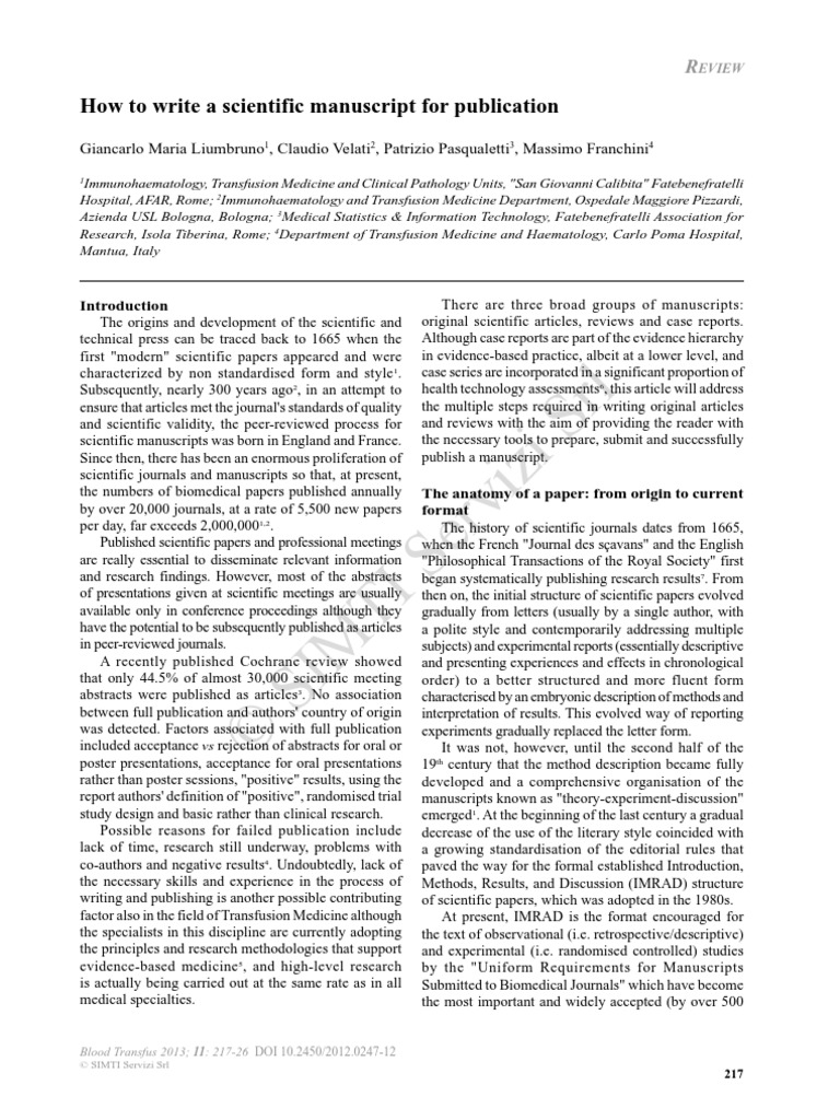 How To Write A Scientific Manuscript For Publication PDF | PDF
