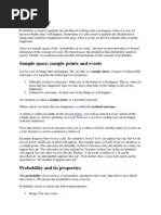 Probability: Sample Space, Sample Points and Events