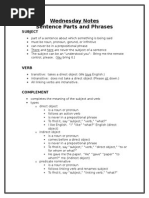 sentence parts and phrases