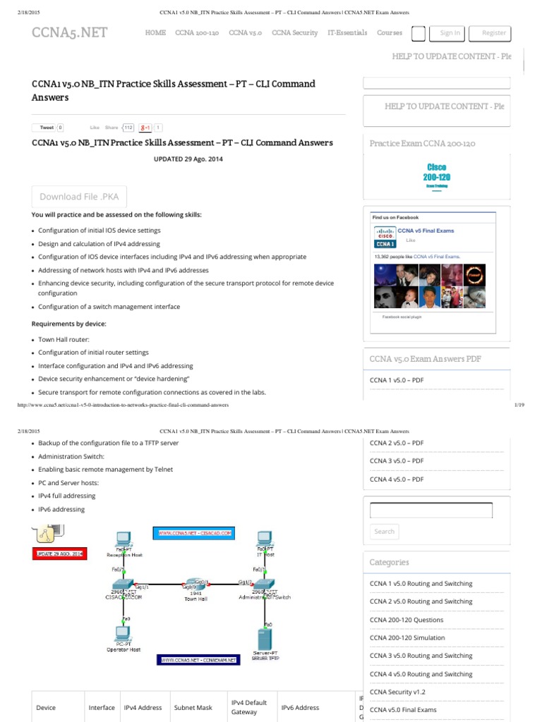 Itn Practice Skills Assessment Pt Ccna 1