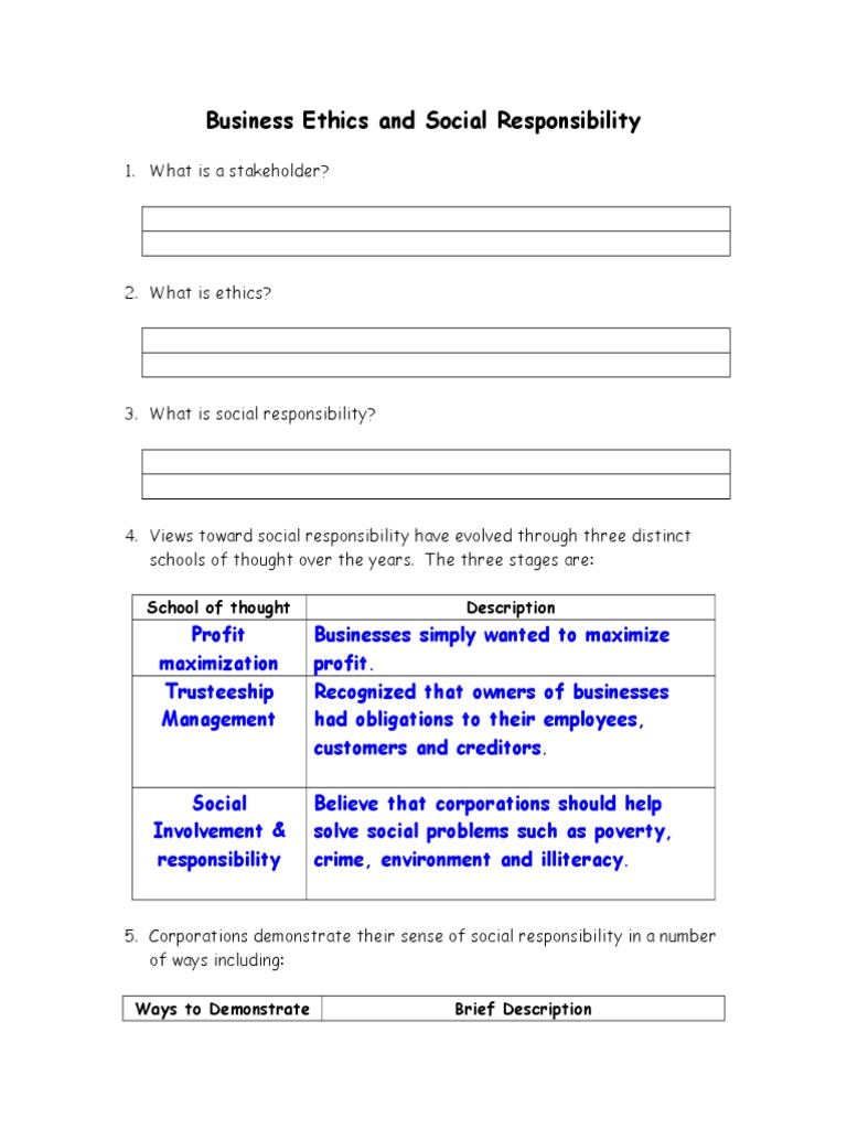 Business Ethics & Stakeholder Roles | PDF