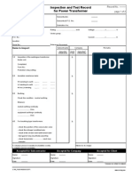 Inspection and Test Record For Power Transformer: Record No.: - Page 1 of 2