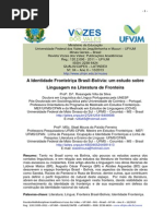 A Identidade Fronteiriça Brasil Bolívia Um Estudo Sobre Linguagem Na Literatura de Fronteira Brasil