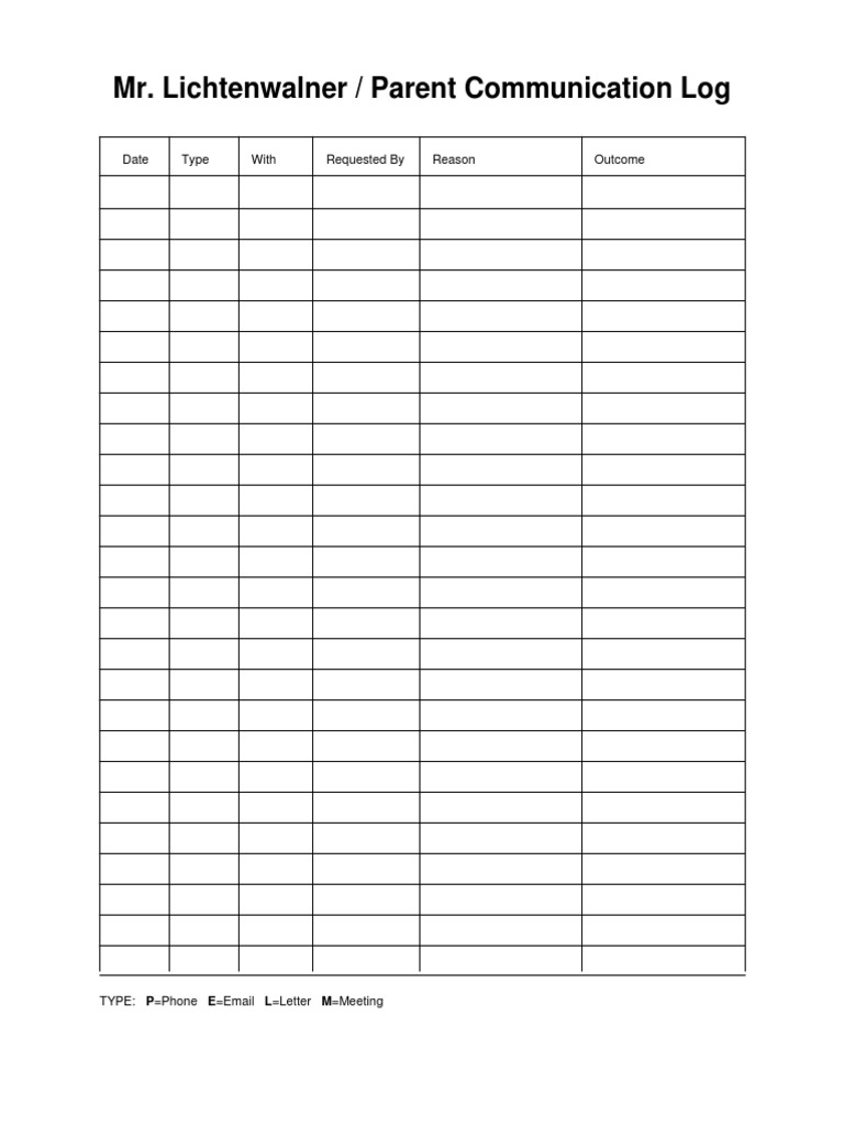 Parent Communication Log Template | PDF