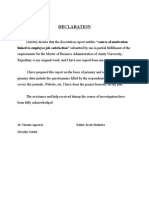 Declaration: Linked To Employee Job Satisfaction" Submitted by Me in Partial Fulfillment of The