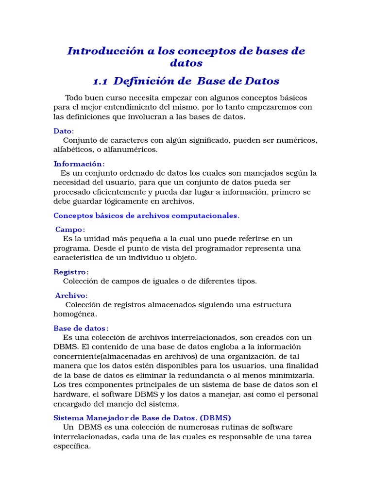 Introducción a las Bases de Datos | PDF