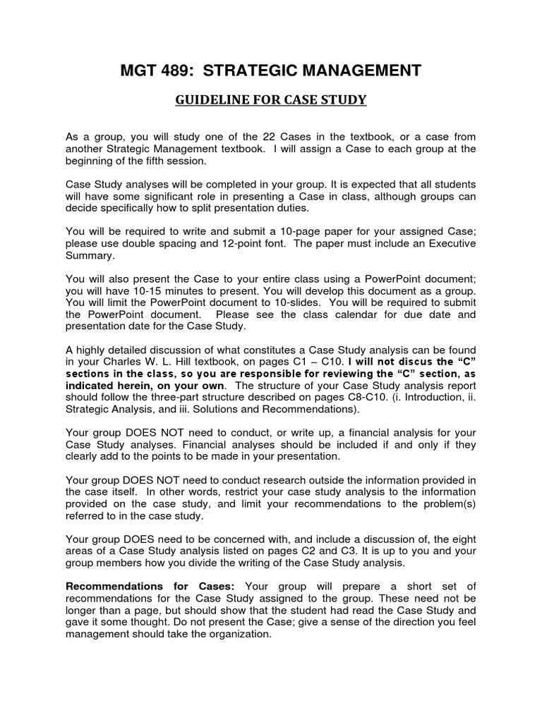 Strategic Management Case Study Guide | PDF | Finance & Money Management