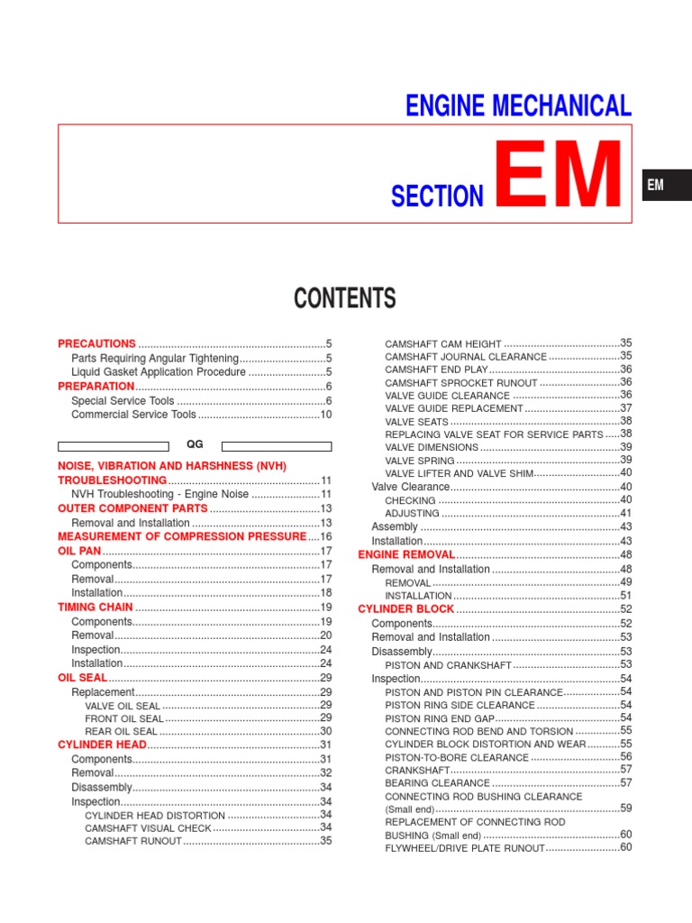 Engine Mechanical Section | PDF | Piston | Cylinder (Engine)