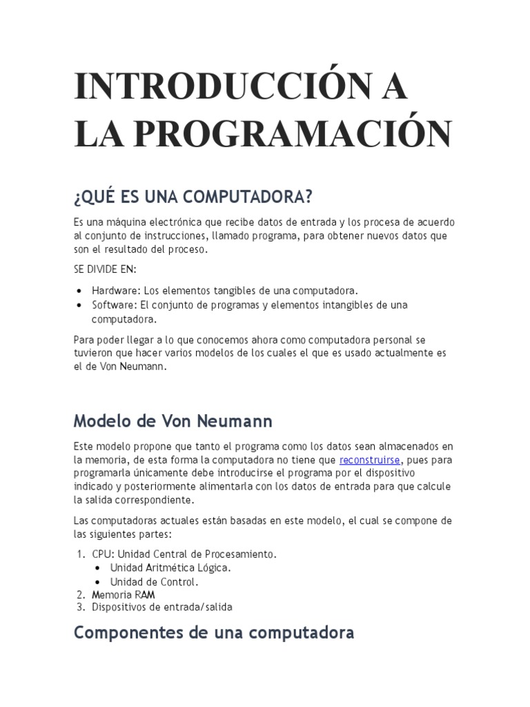 Introducción a la Programación y Computadoras | PDF | Programa de ...