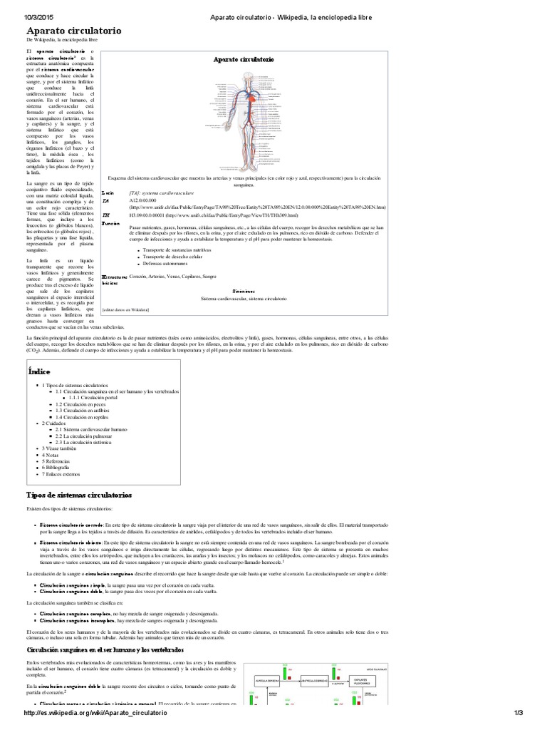 Aparato circulatorio - Wikipedia, la enciclopedia libre
