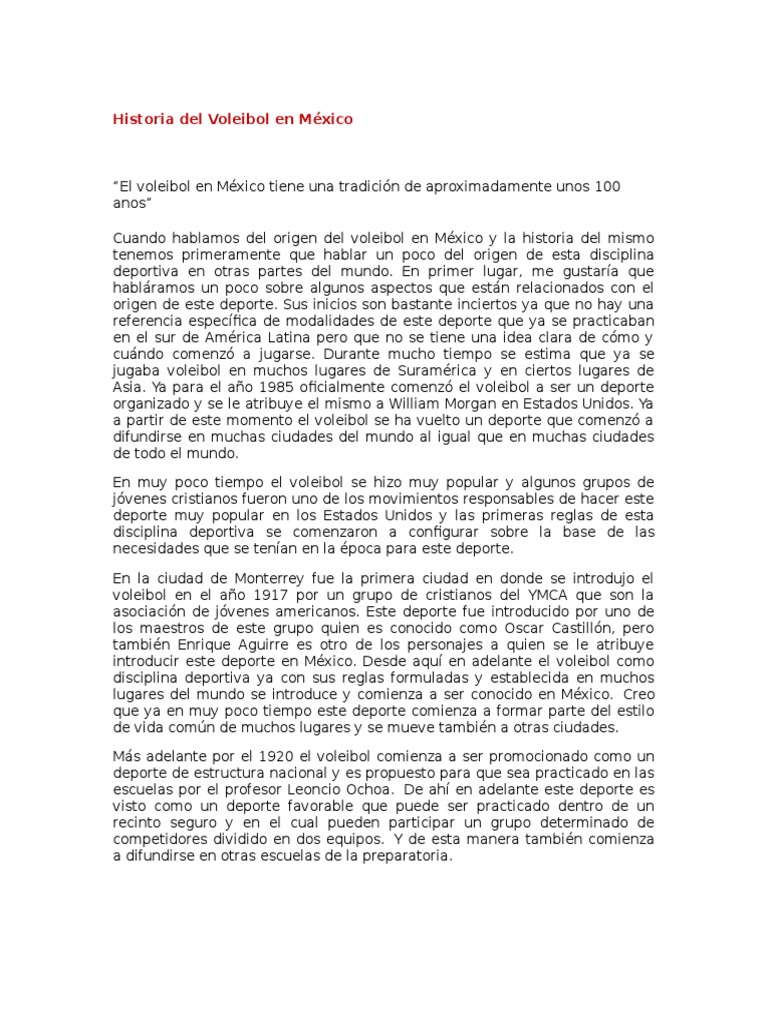 Historia del Voleibol en México Vóleibol Deportes