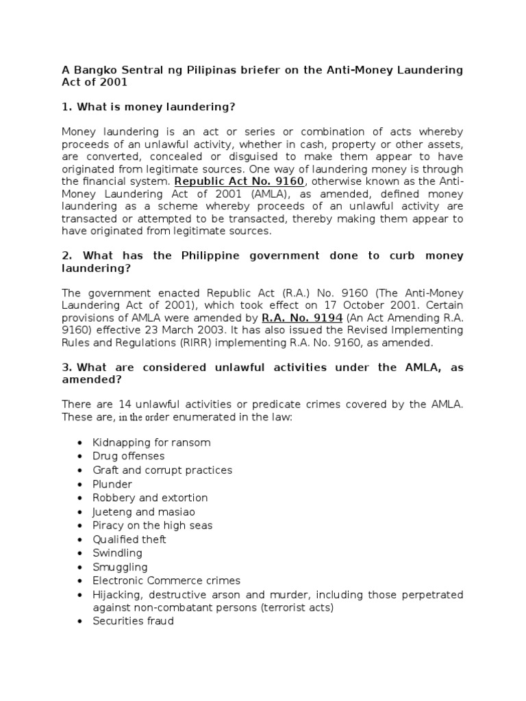 Differences Between AMLA And Money Laundering