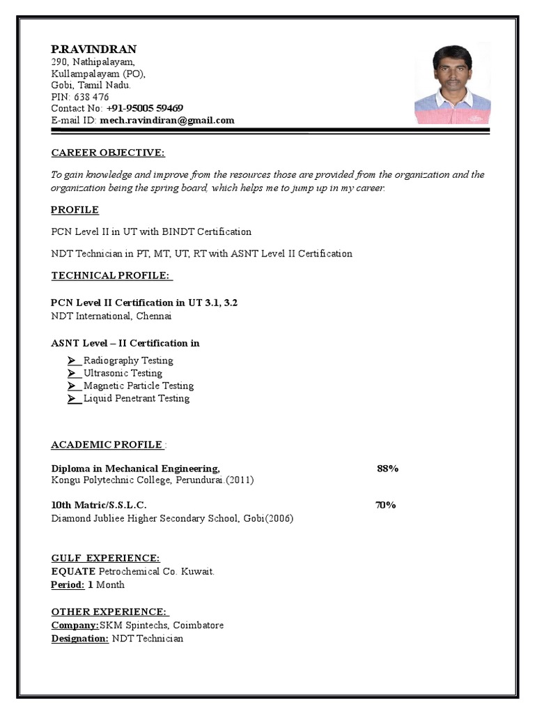 Ravindran Resume | PDF