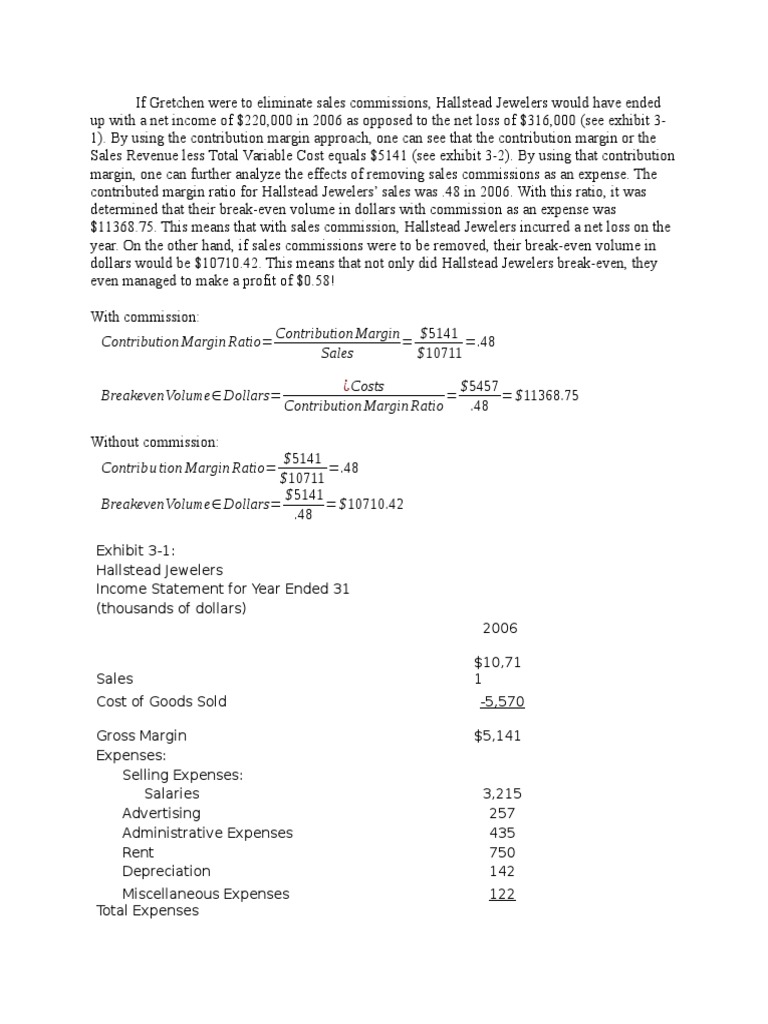 Managerial Accounting Hallstead Jewelers Case PDF Net