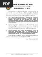Download Comunicado PNP N 21 - 2015 by Polica Nacional del Per SN258322777 doc pdf