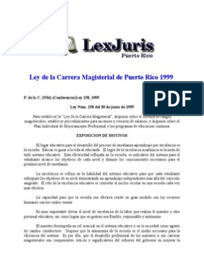 Ley de La Carrera Magisterial de Puerto Rico 1999 | PDF