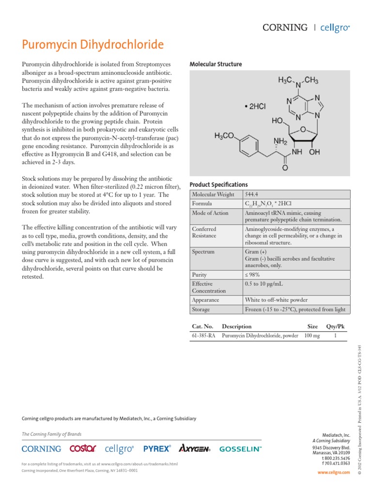 Puromycin Dihydrochloride | PDF