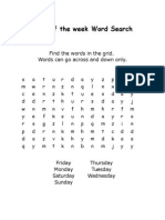 Days of The Week Word Search