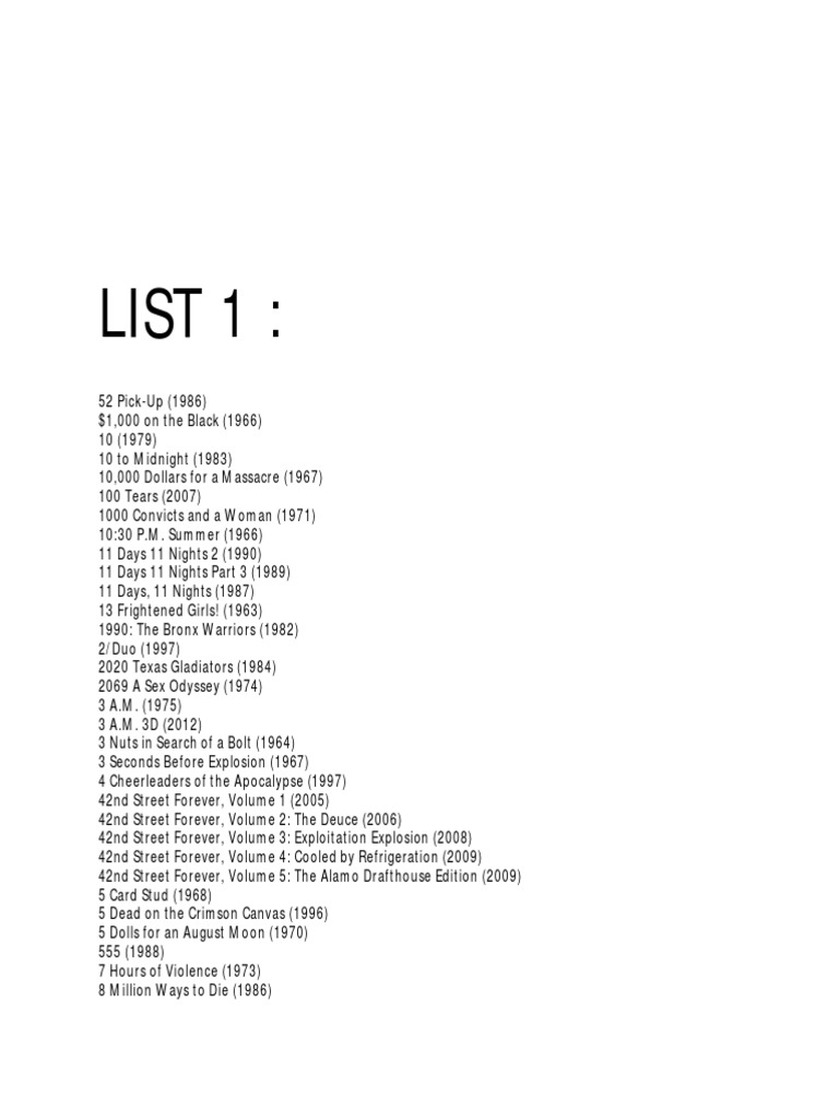 Movies Lists