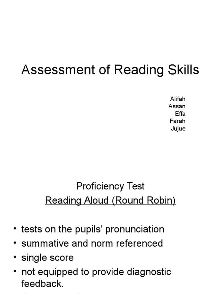 Assessment of Reading Skills | PDF